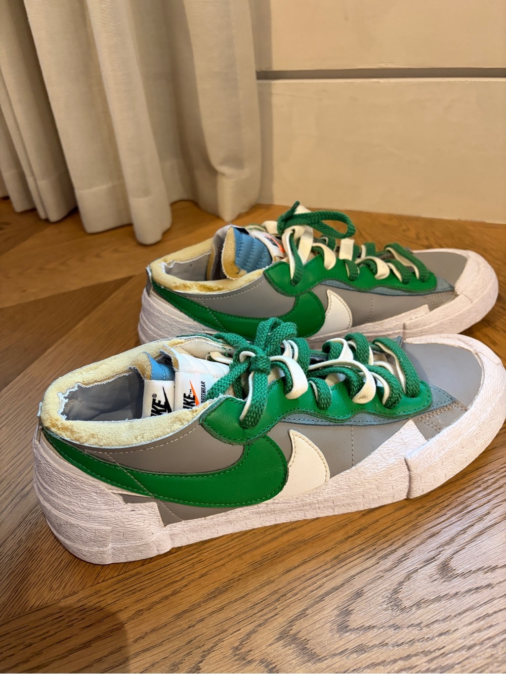 Nike Green, Gray & White Low-Top Sneakers